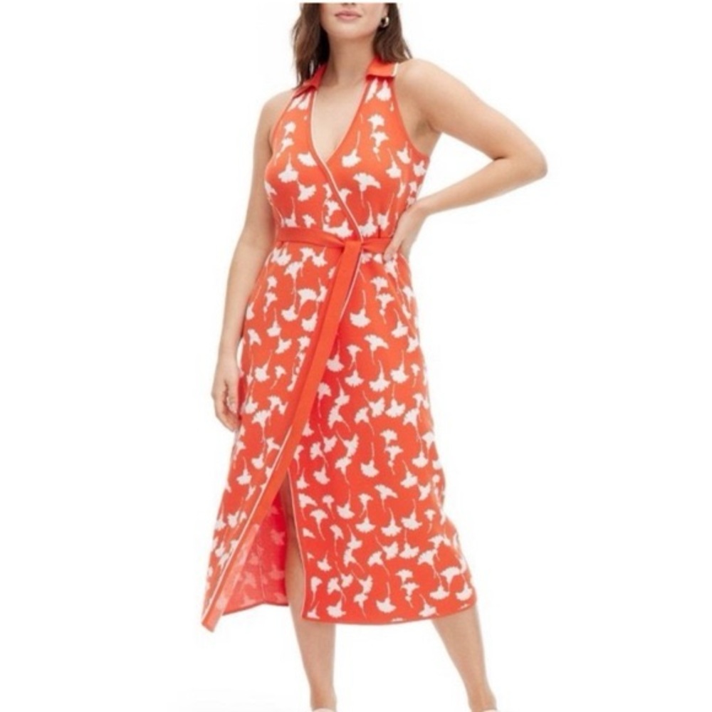 Diane von Furstenberg X Target Ginko Coral Print Wrap Dress | Size Large